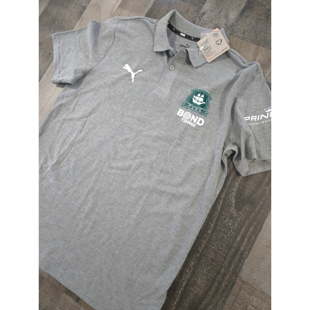 Puma Plymouth Argyle FC Travel Polo Shirt Grey Men's M BNWT Bond Timber PAFC